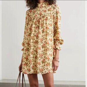 Reformation Jourdan Dress in Varenna - Floral Long Sleeve Mini Dress w/ Ruffles